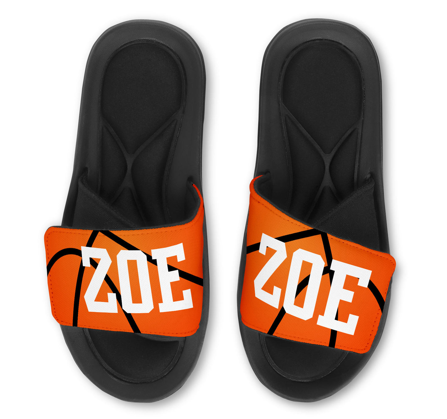 BASKETBALL Slides (Faux Basketball) - Customize with Your Name and/or Number