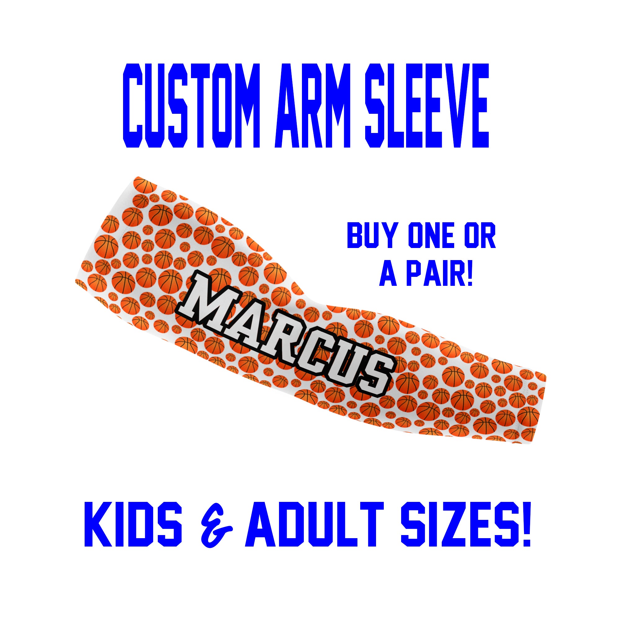 Custom Basketball Arm Sleeves - Mini Basketballs - Single or Pair
