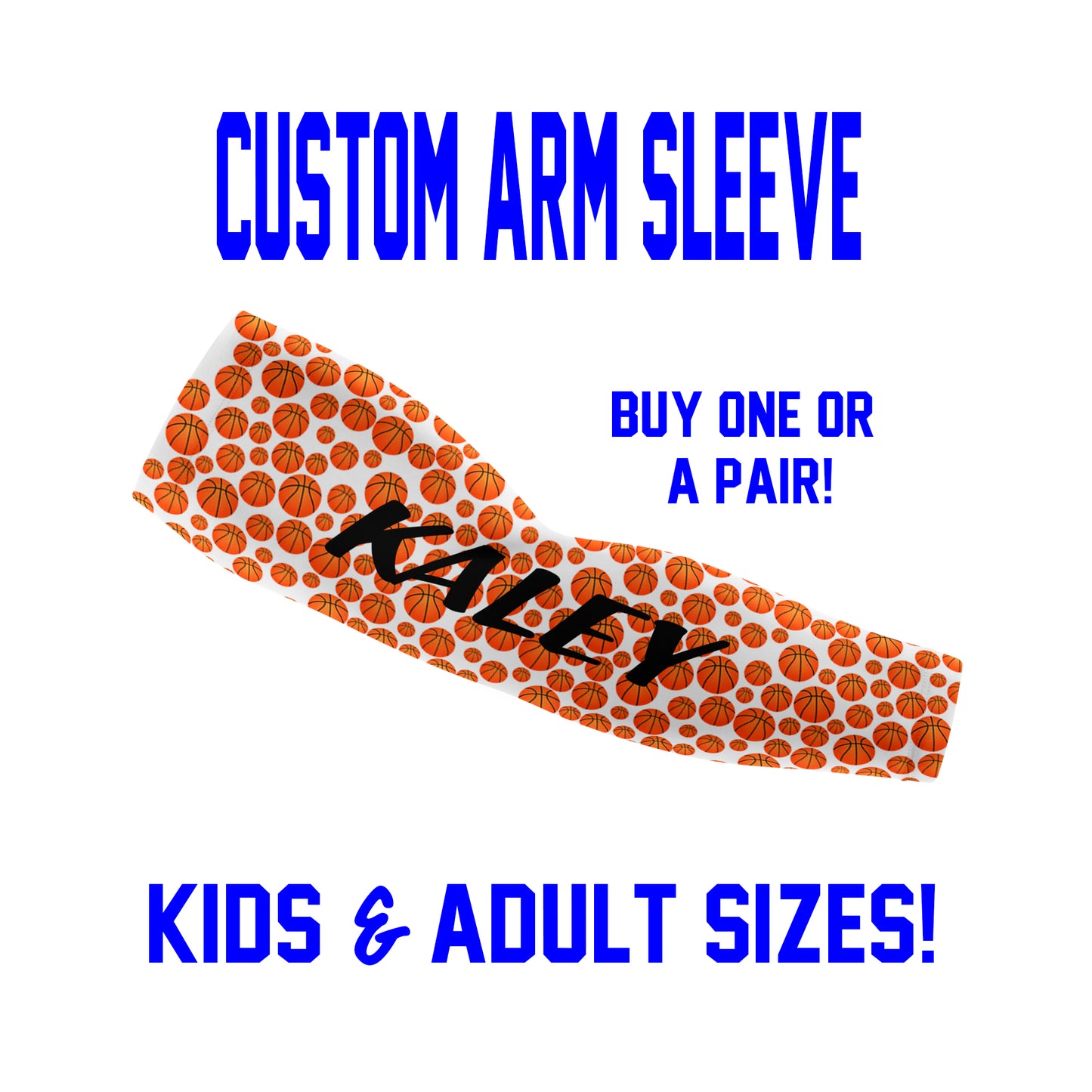 Custom Basketball Arm Sleeves - Mini Basketballs - Single or Pair