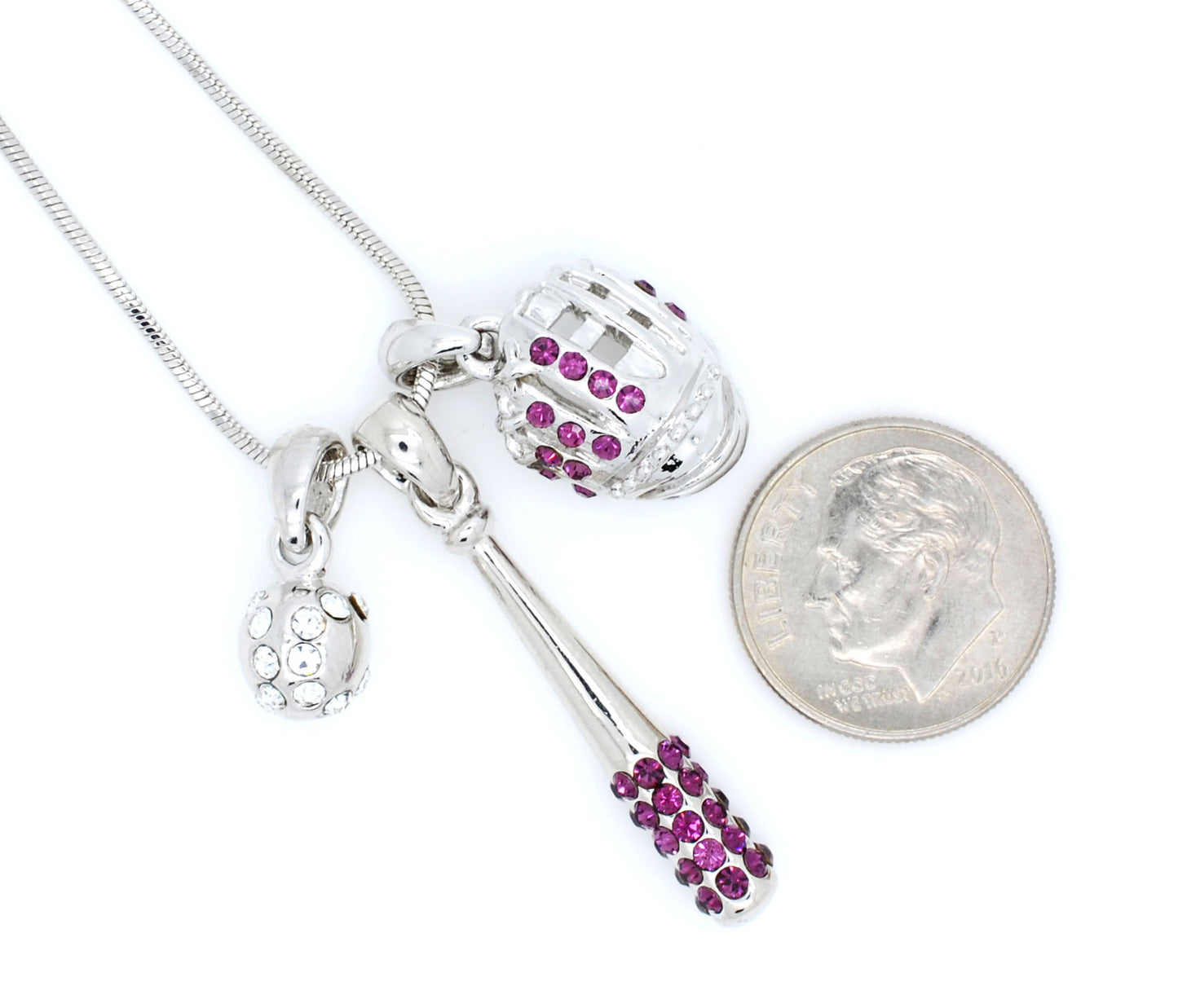 Bat/CLEAR Ball/Glove Combo Necklace