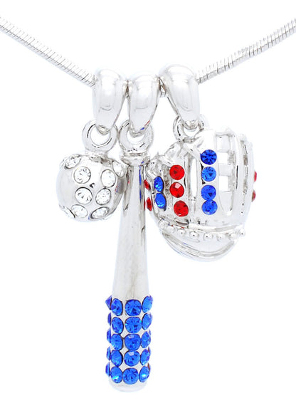 Bat/CLEAR Ball/Glove Combo Necklace