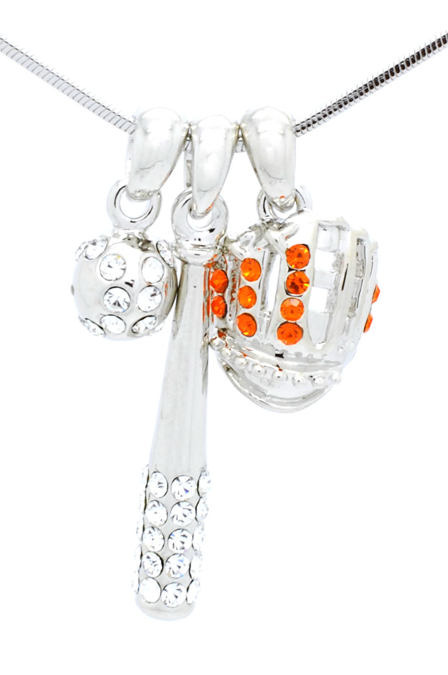 Bat/CLEAR Ball/Glove Combo Necklace
