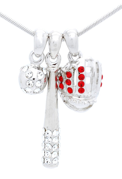 Bat/CLEAR Ball/Glove Combo Necklace