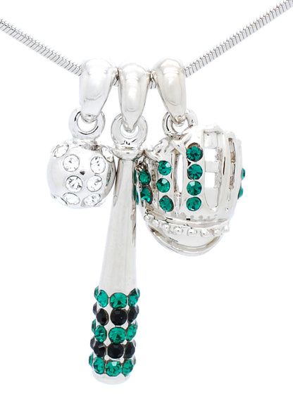 Bat/CLEAR Ball/Glove Combo Necklace
