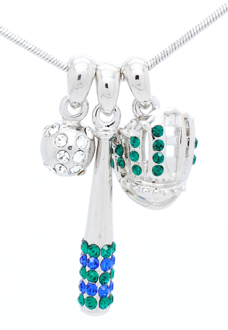 Bat/CLEAR Ball/Glove Combo Necklace