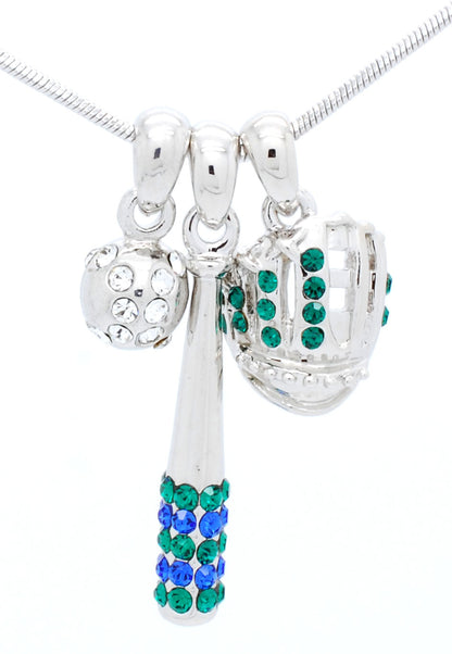 Bat/CLEAR Ball/Glove Combo Necklace