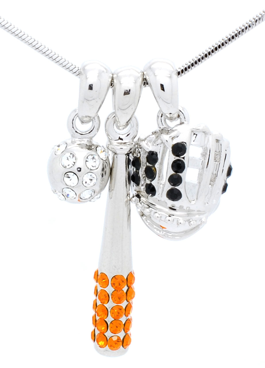 Bat/CLEAR Ball/Glove Combo Necklace