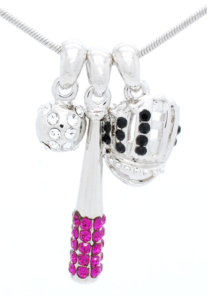 Bat/CLEAR Ball/Glove Combo Necklace