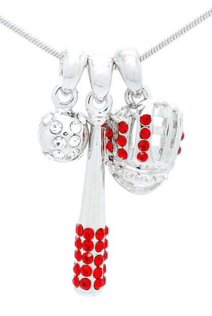 Bat/CLEAR Ball/Glove Combo Necklace