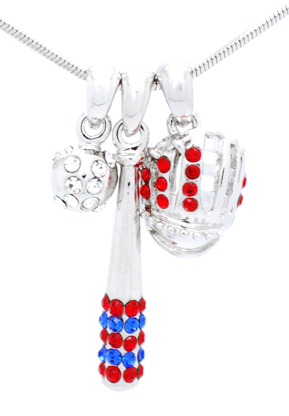 Bat/CLEAR Ball/Glove Combo Necklace