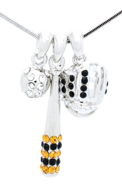 Bat/CLEAR Ball/Glove Combo Necklace