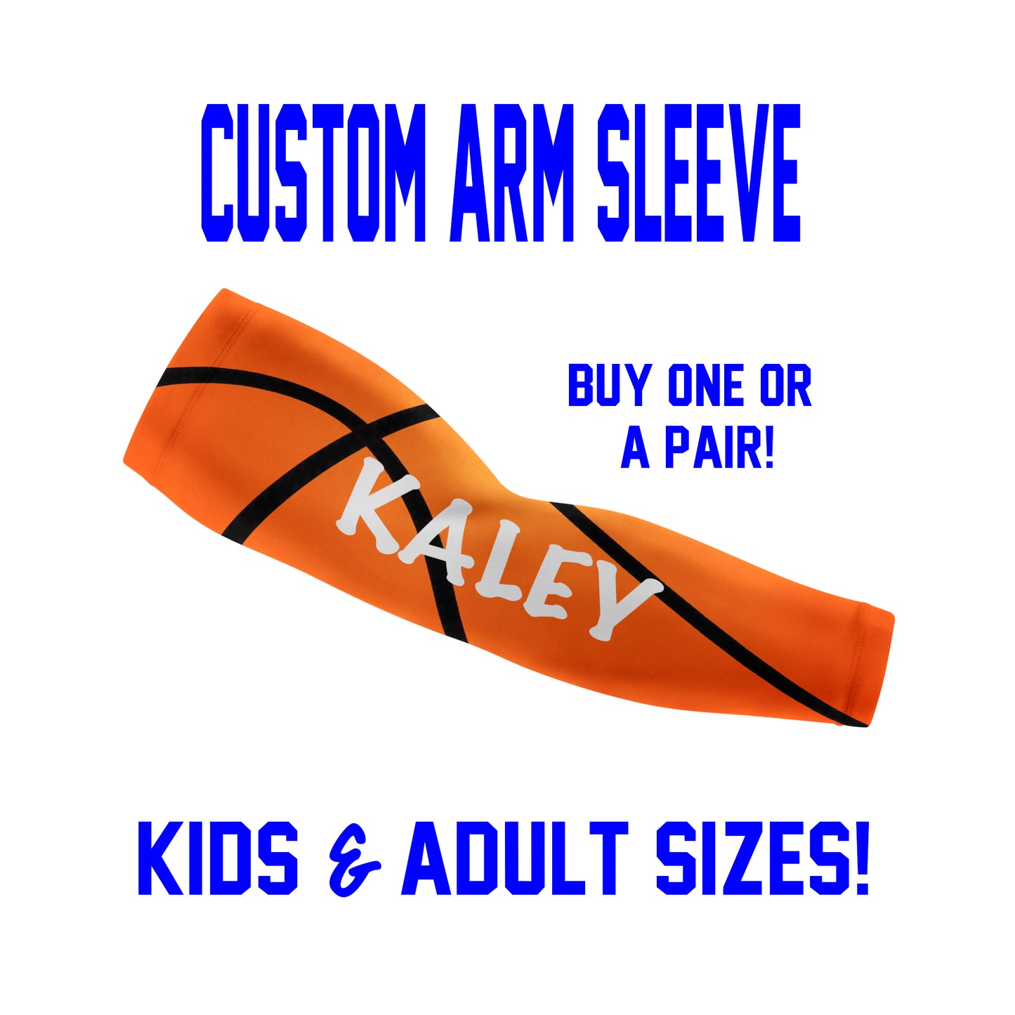 Custom Basketball Arm Sleeves - Faux Basketball - Single or Pair