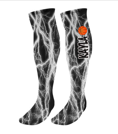 Personalized Basketball Knee High Socks, Lightning