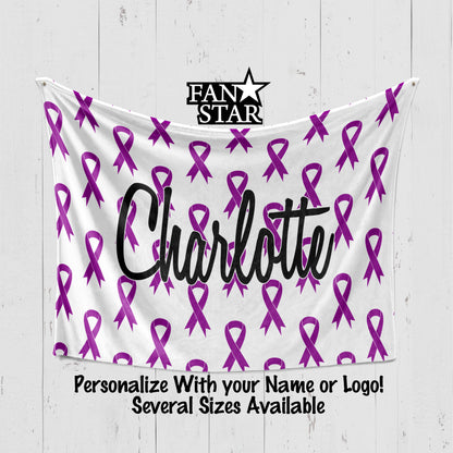 Personalized Purple Ribbon Blanket, Plush Blanket