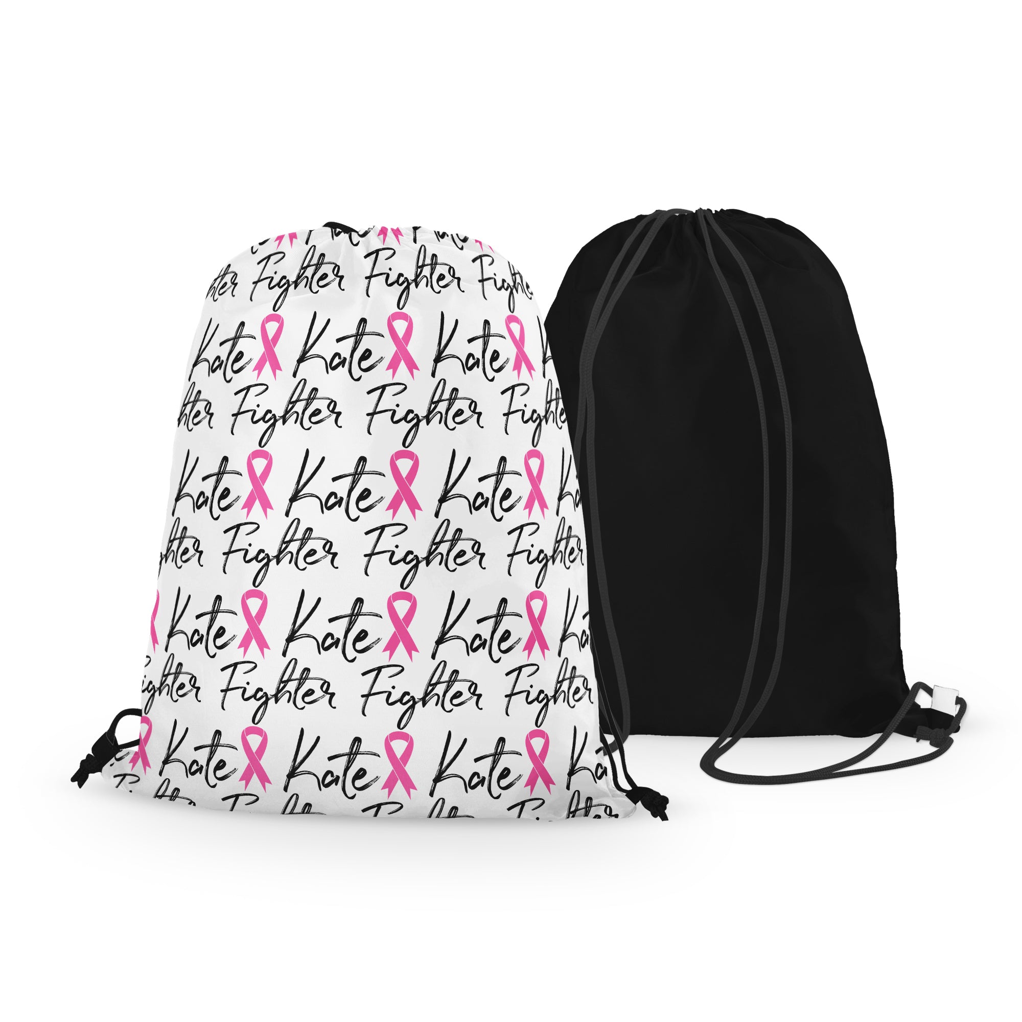 Personalized Breast Cancer Fighter Drawstring Bag
