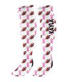 Personalized Football Breast Cancer Awareness Ribbon Knee High Socks