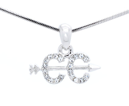 Cross Country Necklace – Rhodium Plated Chain With Crystal Pendant For Runners