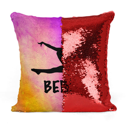 PERSONALIZED DANCER GYMNAST LEAPING Mermaid Sequin Flip Pillow