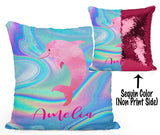 Custom Personalized DOLPHIN Sequin Mermaid Flip Pillow
