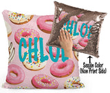 PERSONALIZED DONUT (DOUGHNUT) MERMAID SEQUIN FLIP PILLOW