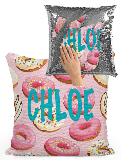 Personalized Donut (Doughnut) Mermaid Sequin Flip Pillow
