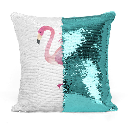 Custom Personalized FLAMINGO Sequin Mermaid Flip Pillow