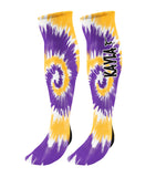 Personalized Gymnast Knee High Socks - Tie Dye Background