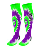 Personalized Gymnast Knee High Socks - Tie Dye Background