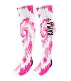 Personalized Gymnast Knee High Socks - Tie Dye Background
