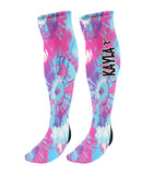 Personalized Gymnast Knee High Socks - Tie Dye Background