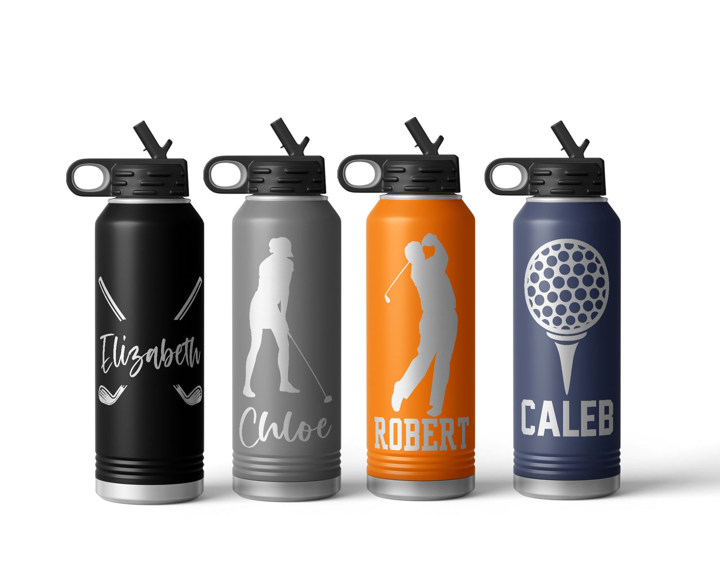 Engraved Golf Stainless Steel Water Bottle, Choose Your Customizations