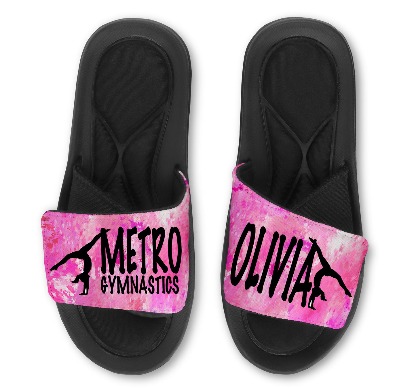 Personalized Gymnastics Slides / Sandals - MARBLE - Choose your Background Color!
