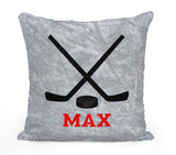 PERSONALIZED Hockey Sticks Sequin Mermaid Flip Pillow