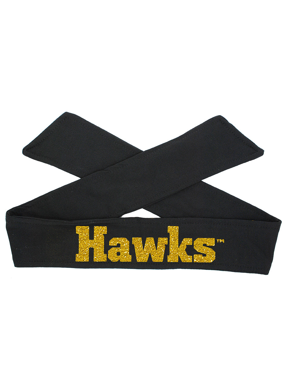 Iowa HAWKS Tie Headband - Black or White