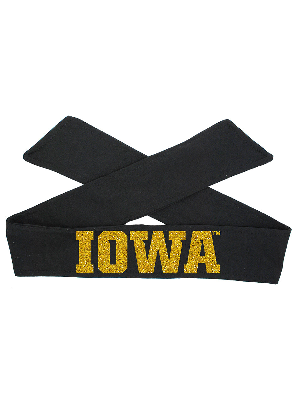 Iowa "IOWA" Tie Headband - Black
