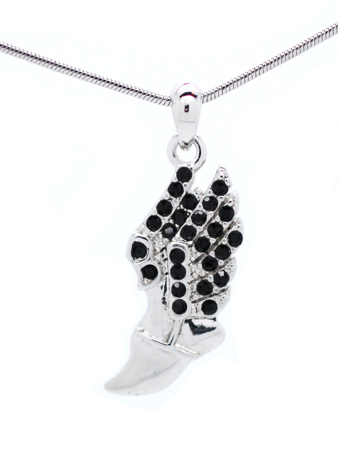 Winged Foot Necklace - Medium Size Track Necklace With Crystal Pendant
