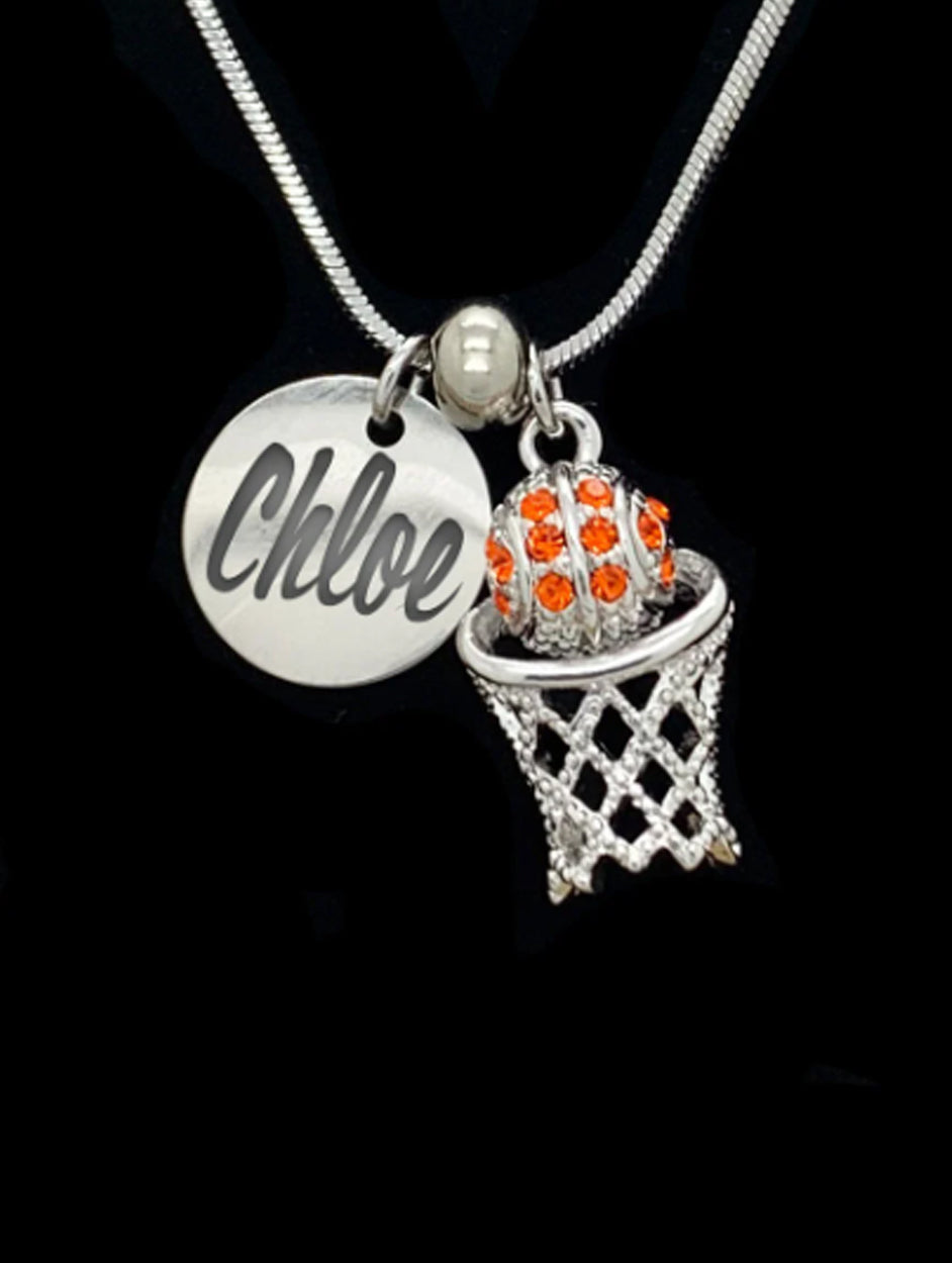 Engraved Basketball Hoop Necklace - Mini