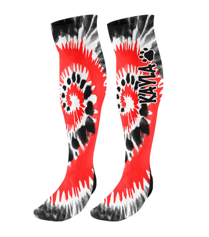 Personalized Paw Print Knee High Socks - Tie Dye Background
