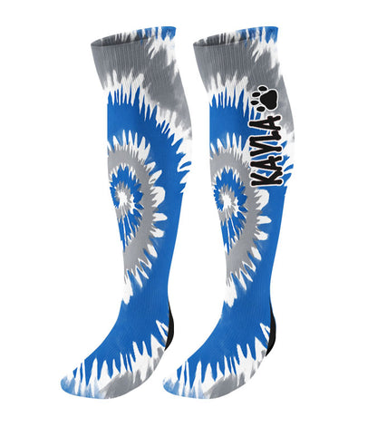 Personalized Paw Print Knee High Socks - Tie Dye Background