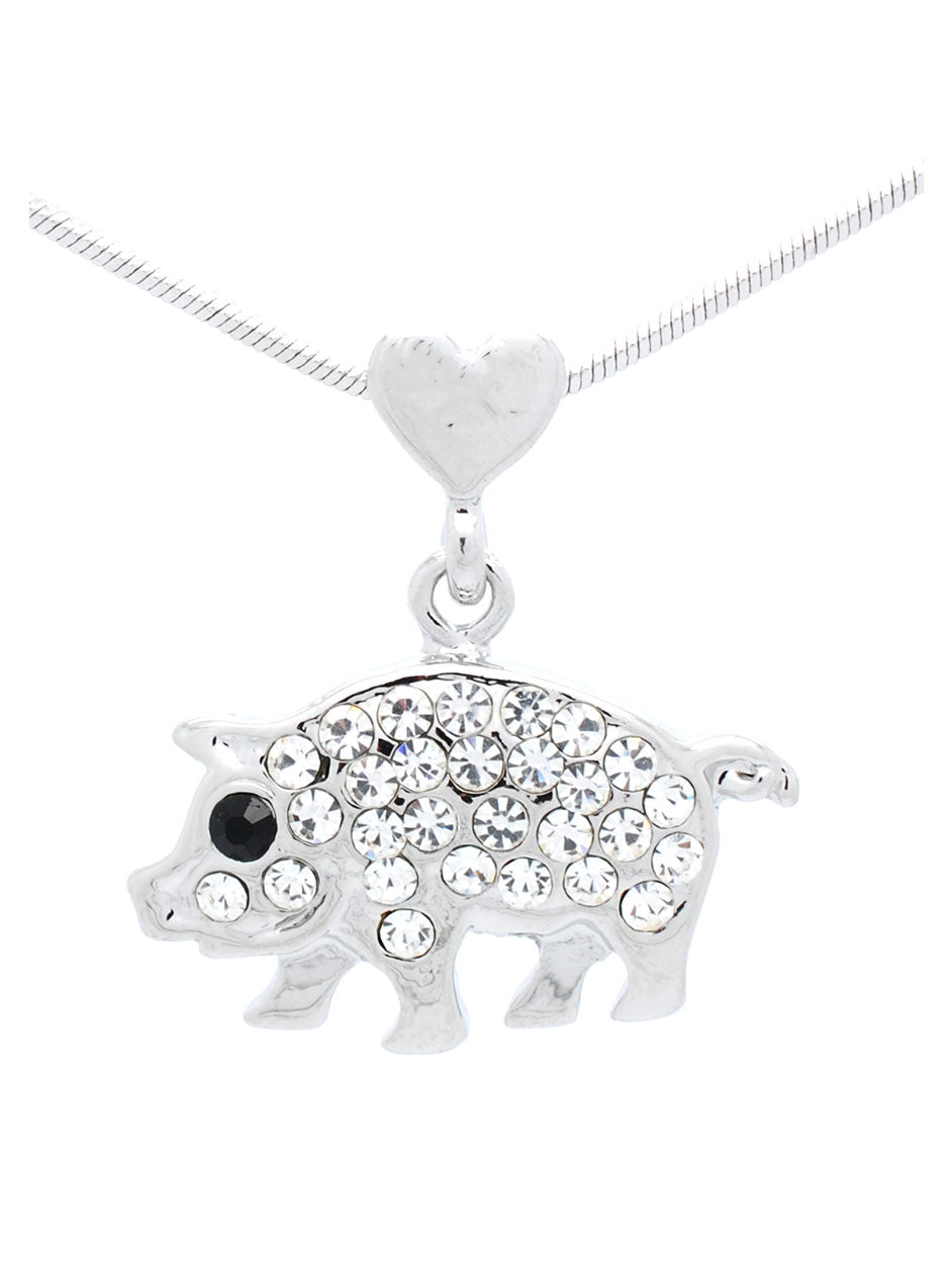 Pig with Heart Bale Necklace