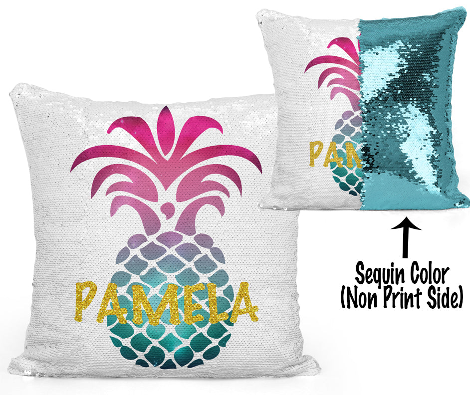 Personalized Pineapple Mermaid Sequin Flip Pillow