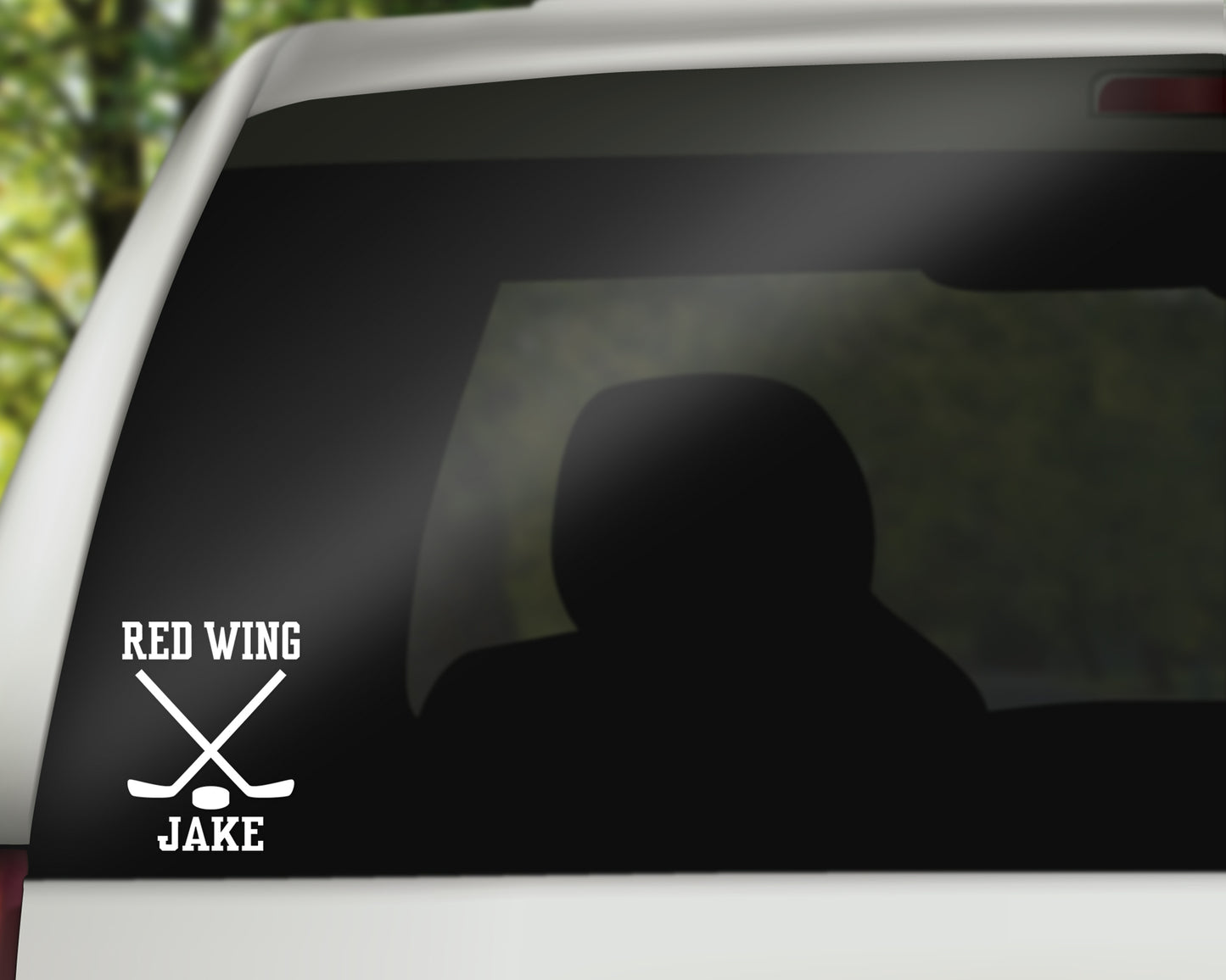 Car Decal - Red Wing Hockey - Personalization Optional