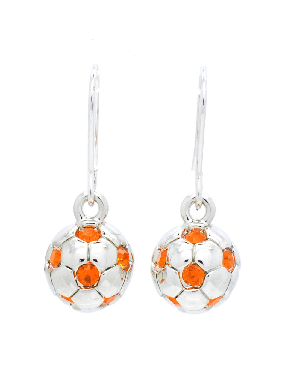 Soccer Ball Earrings - Full Ball - Orange