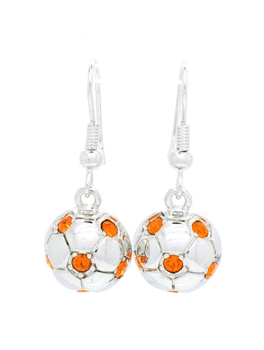 Soccer Ball DANGLE Earrings - Half Ball - Orange