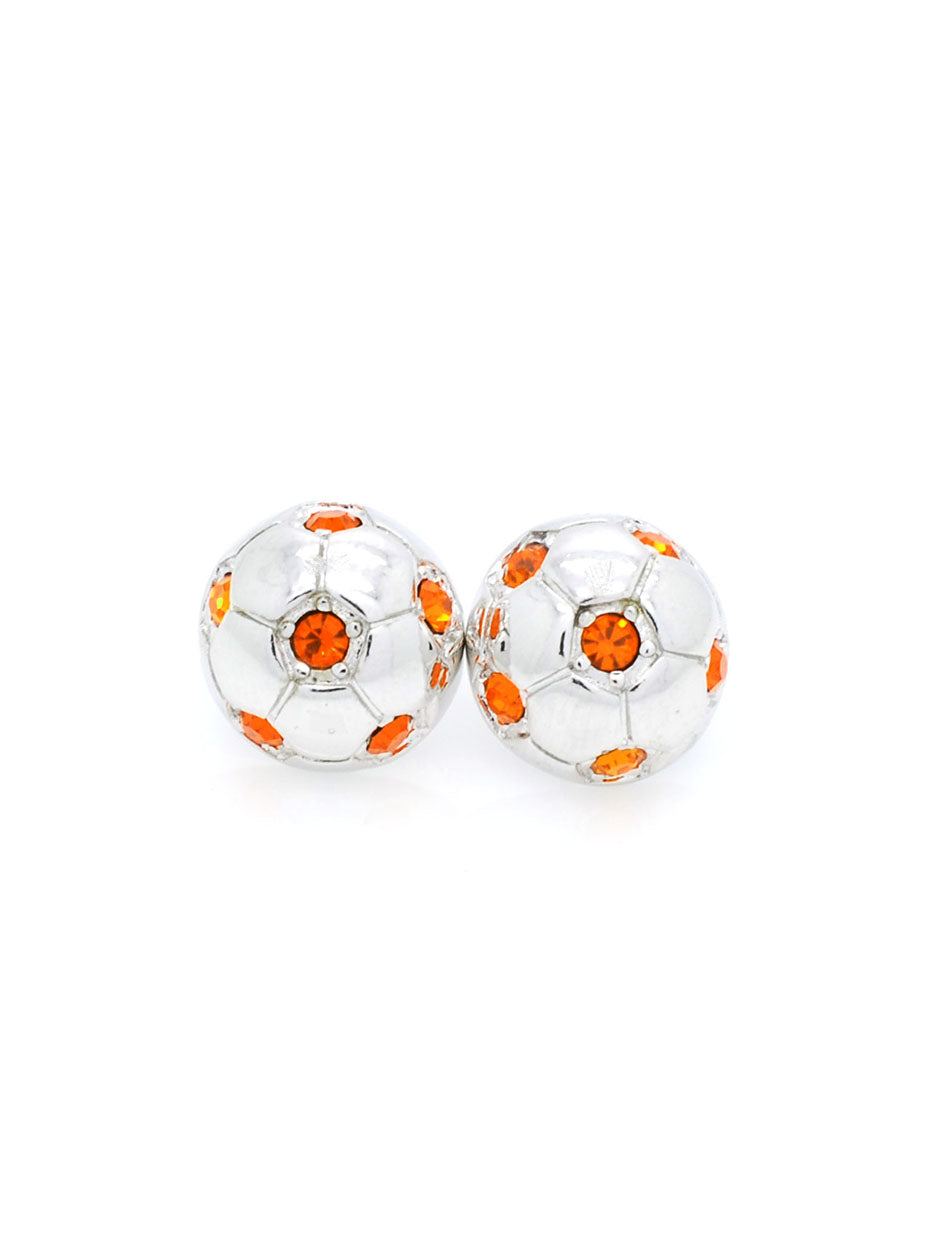 Soccer Ball POST Earrings - Half Ball - Orange