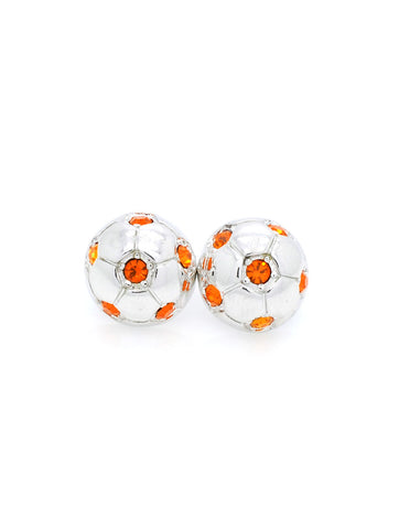 Soccer Ball POST Earrings - Half Ball - Orange