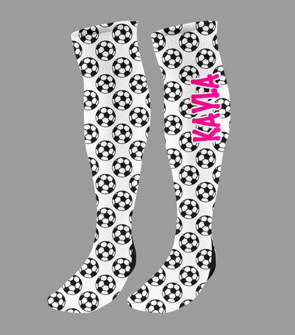 Personalized Soccer Knee High Socks with Mini Soccer Balls