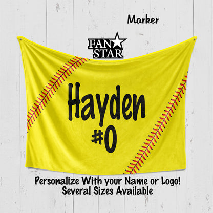 Personalized Softball Fastpitch Blank, Plush Blanket