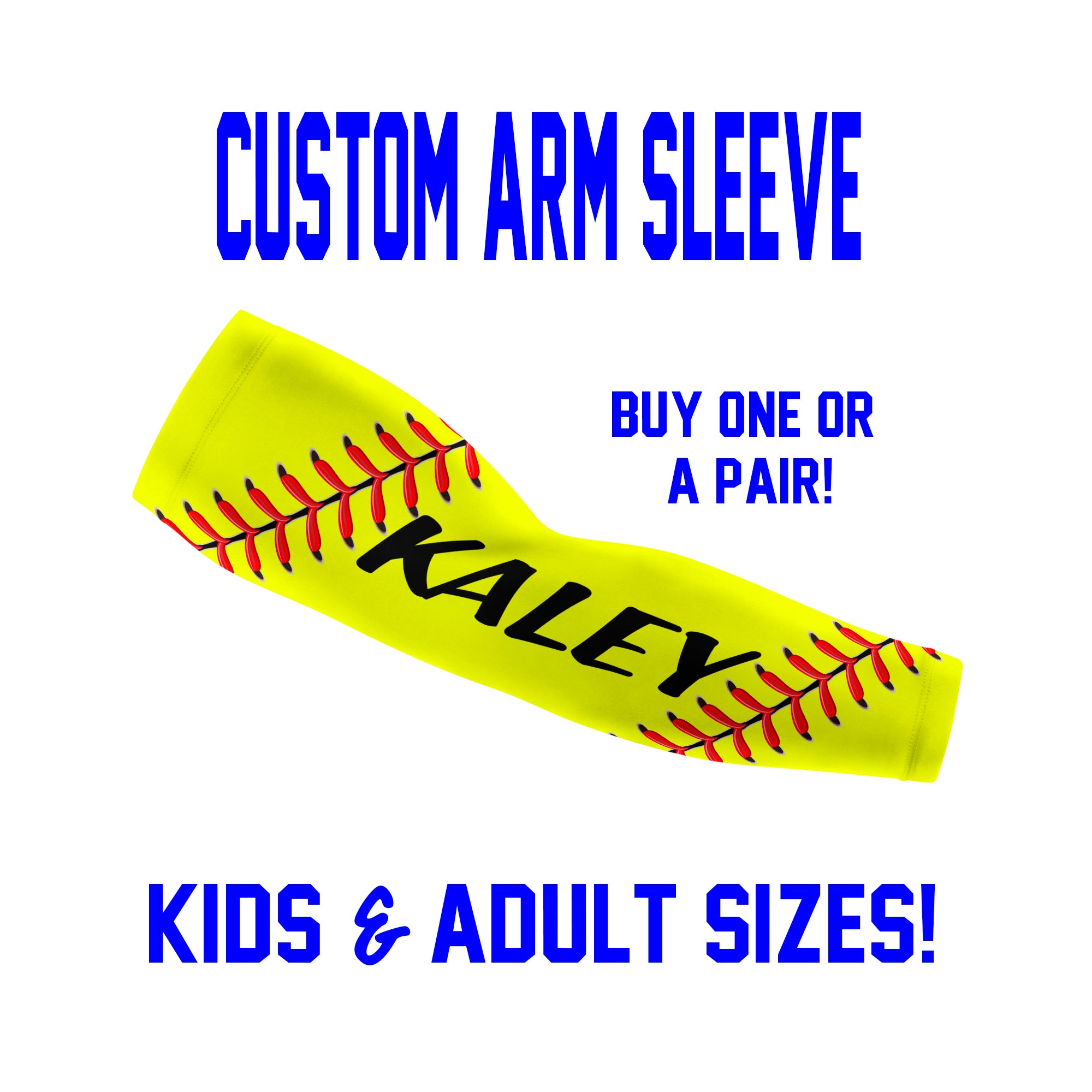 Custom Softball Fastpitch Arm Sleeves Laces - Single or Pair