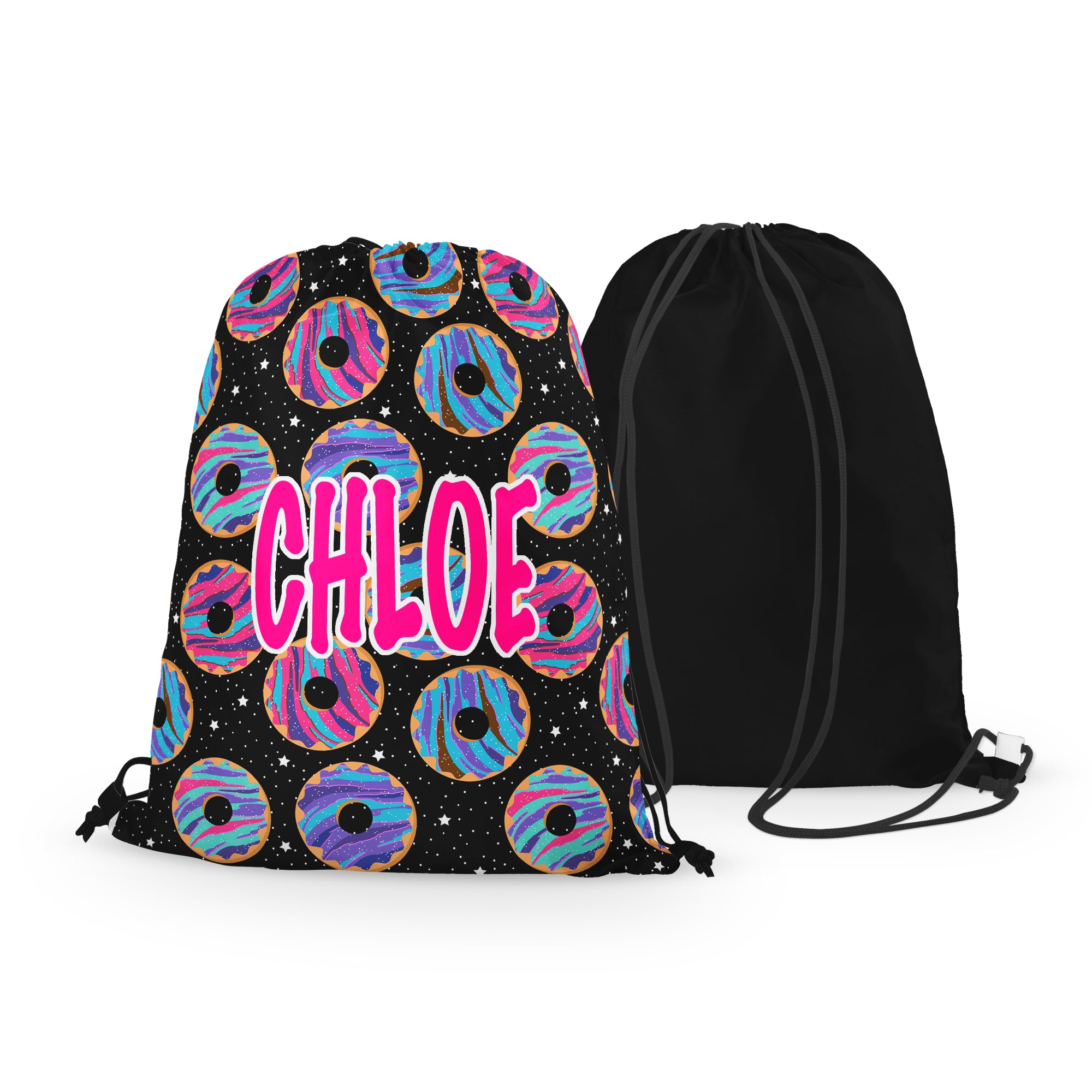 Personalized Space Donuts Drawstring Bag